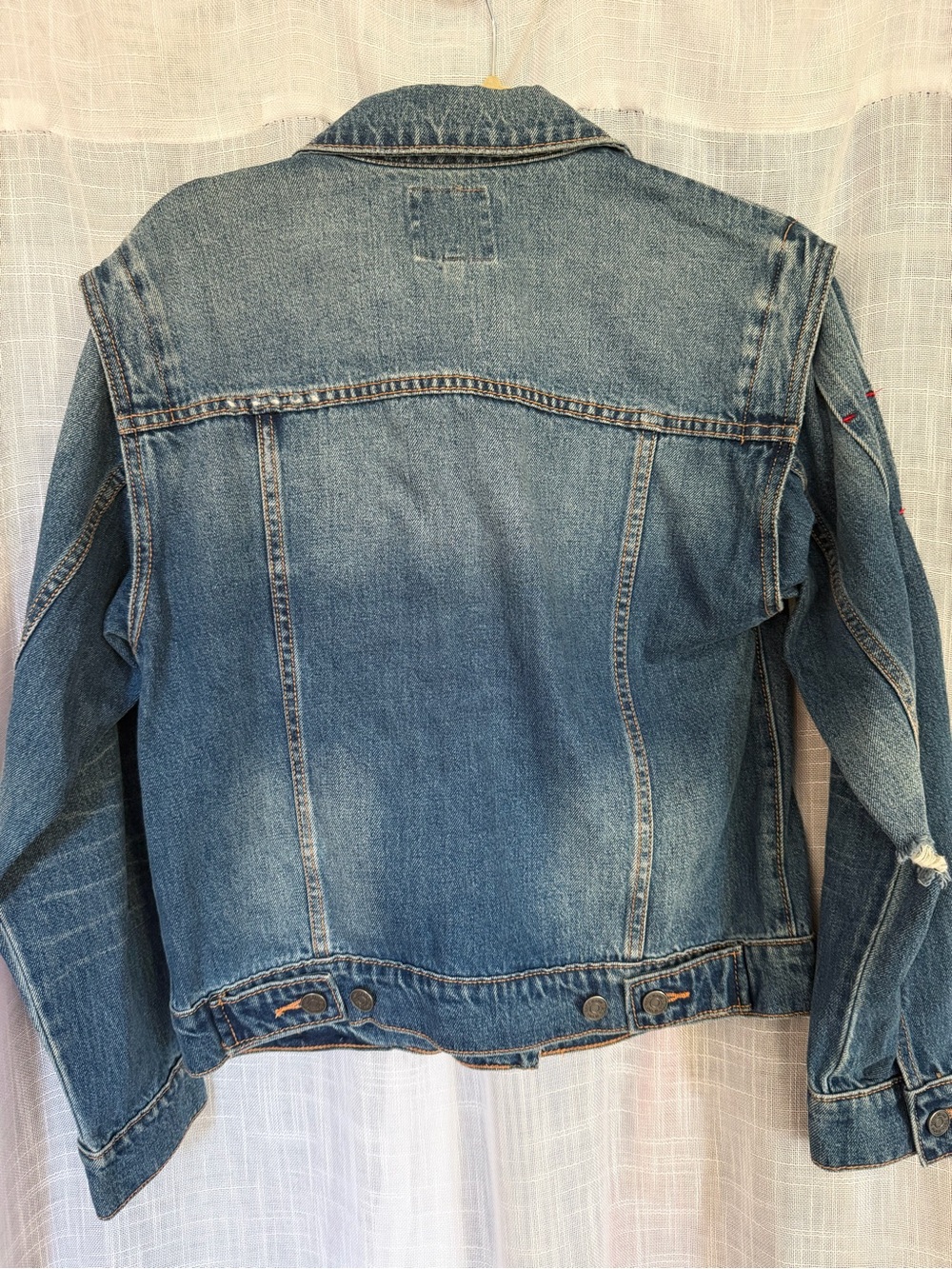 Joie Blue Distressed Denim Jean Jacket - Picture 4 of 4